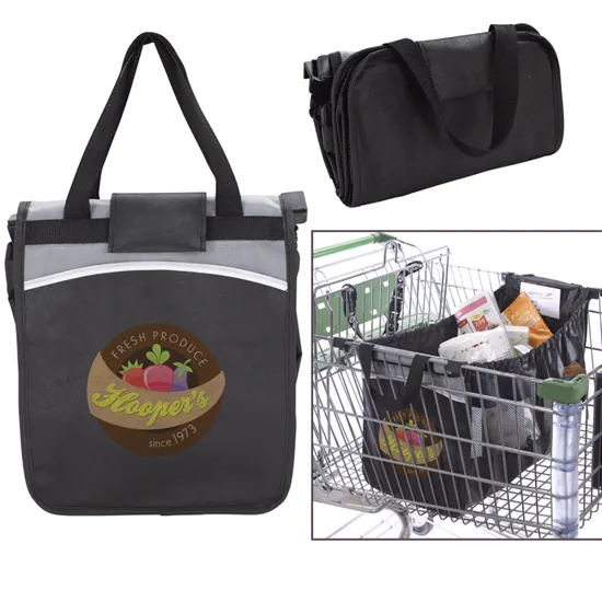 Expandable Grocery Cart Tote Hooks to Cart - 13 x 9.5 x 22 in