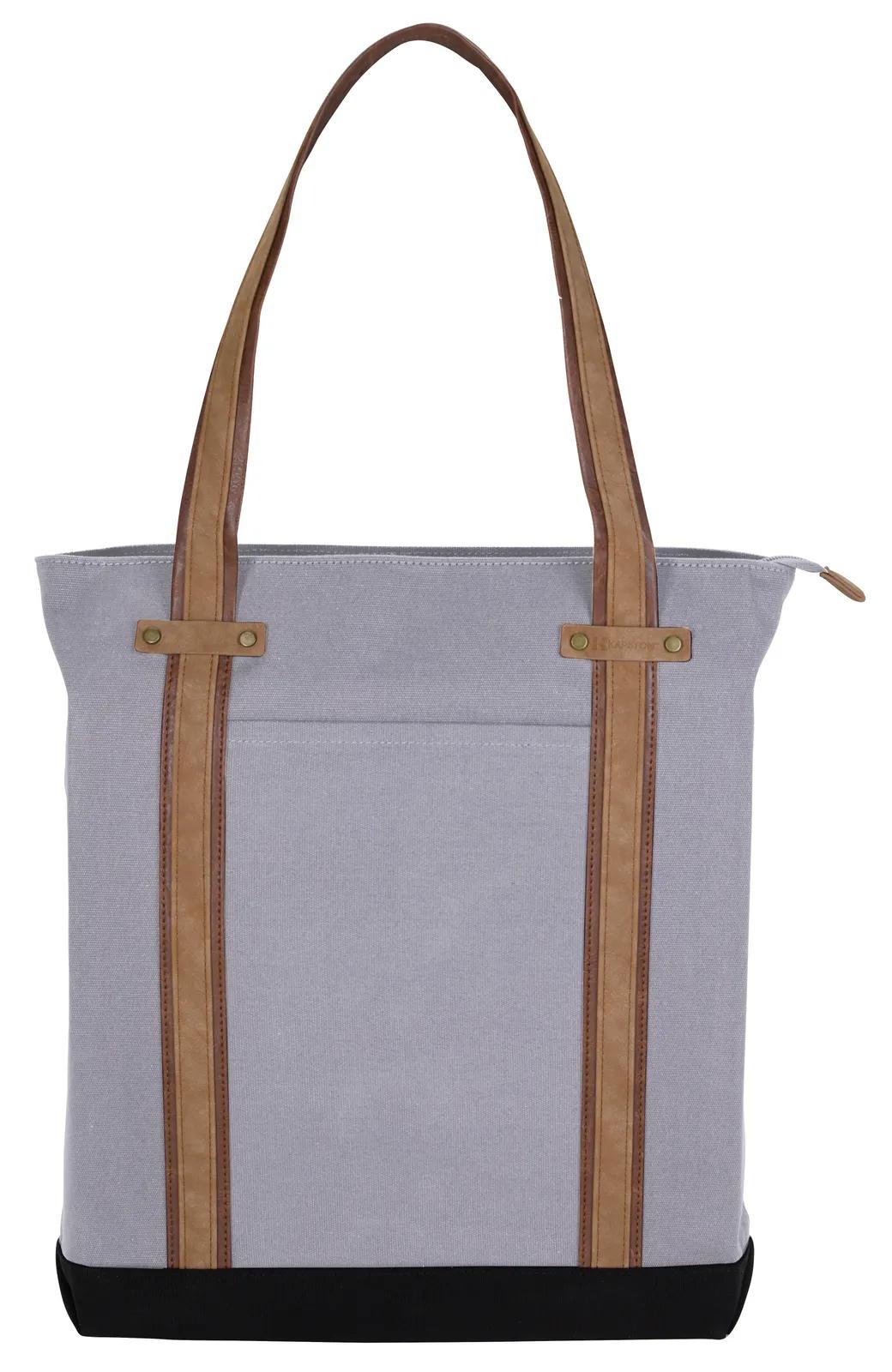 Cotton Canvas Tote PU Suede Handles 16 oz - 15.5 x 12.625 in - product view 4