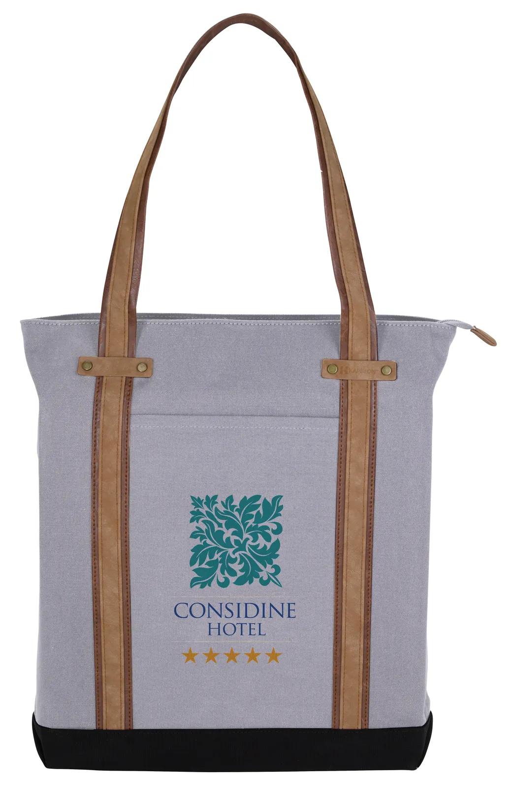 Cotton Canvas Tote PU Suede Handles 16 oz - 15.5 x 12.625 in - product view 6