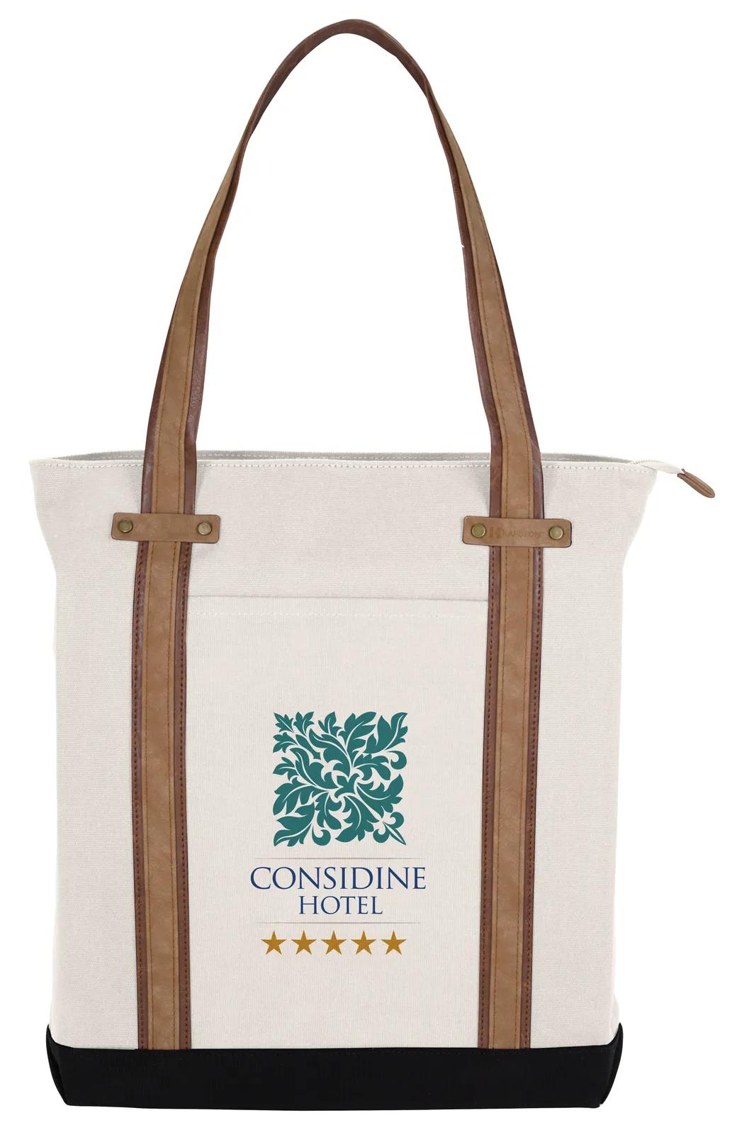 Cotton Canvas Tote PU Suede Handles 16 oz - 15.5 x 12.625 in - product view 7