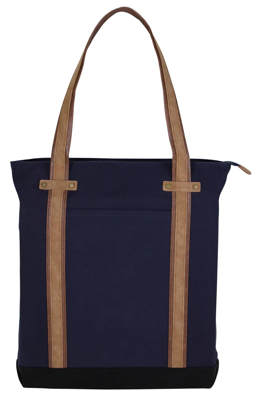 Cotton Canvas Tote PU Suede Handles 16 oz - 15.5 x 12.625 in - product view 11