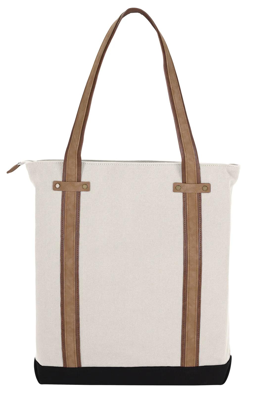 Cotton Canvas Tote PU Suede Handles 16 oz - 15.5 x 12.625 in - product view 17
