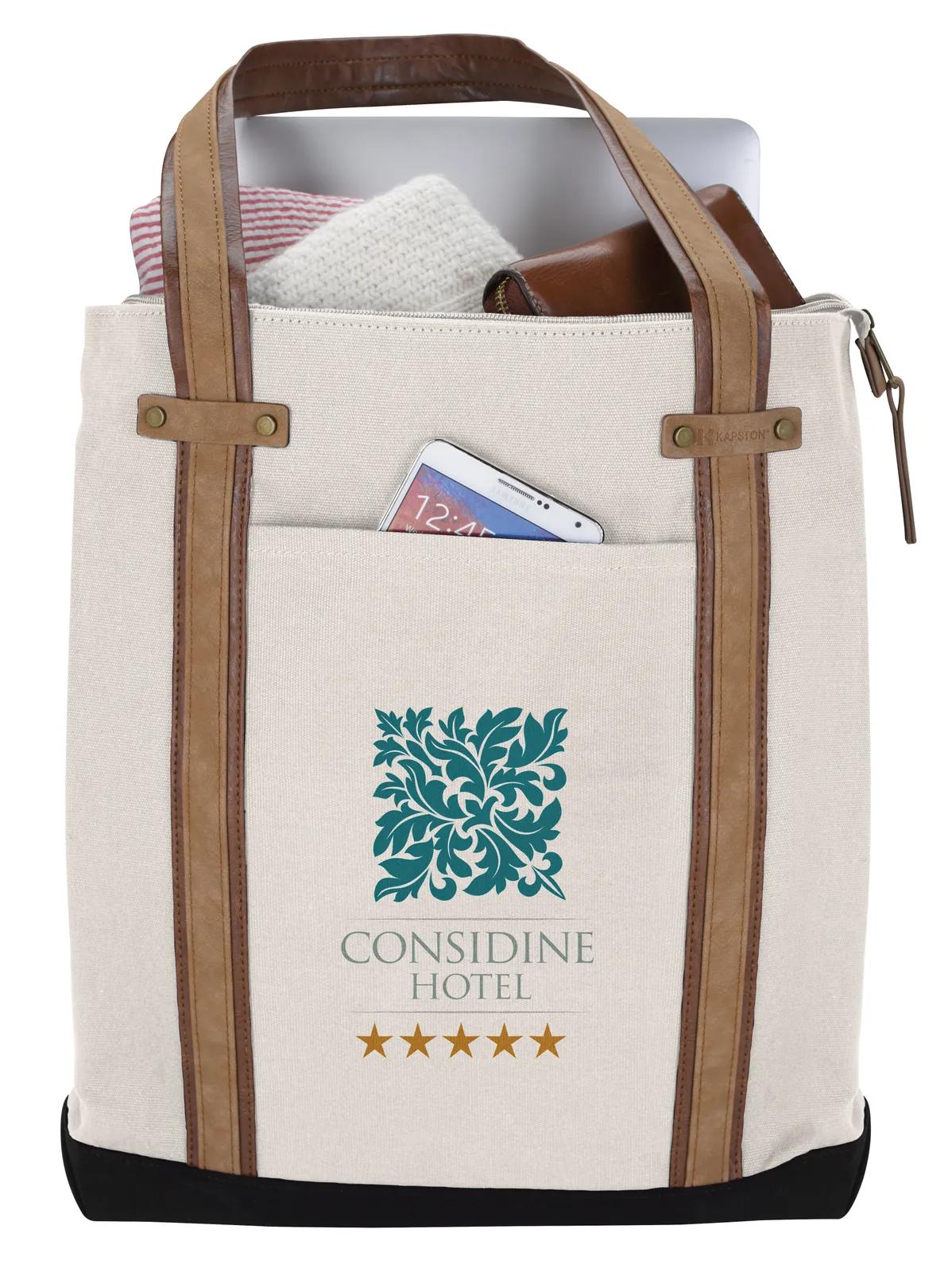 Cotton Canvas Tote PU Suede Handles 16 oz - 15.5 x 12.625 in - product view 21