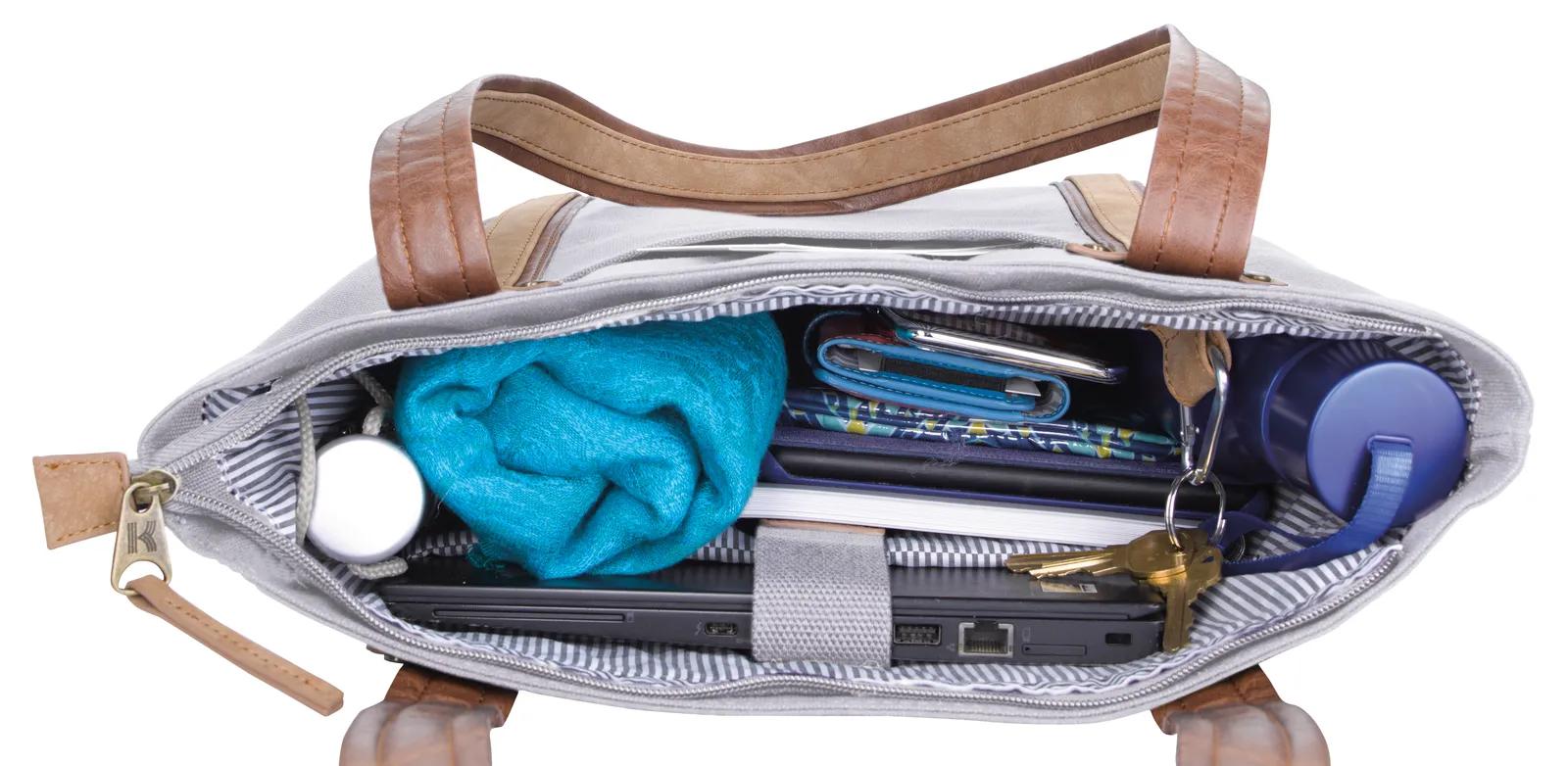 Cotton Canvas Tote PU Suede Handles 16 oz - 15.5 x 12.625 in - product view 23