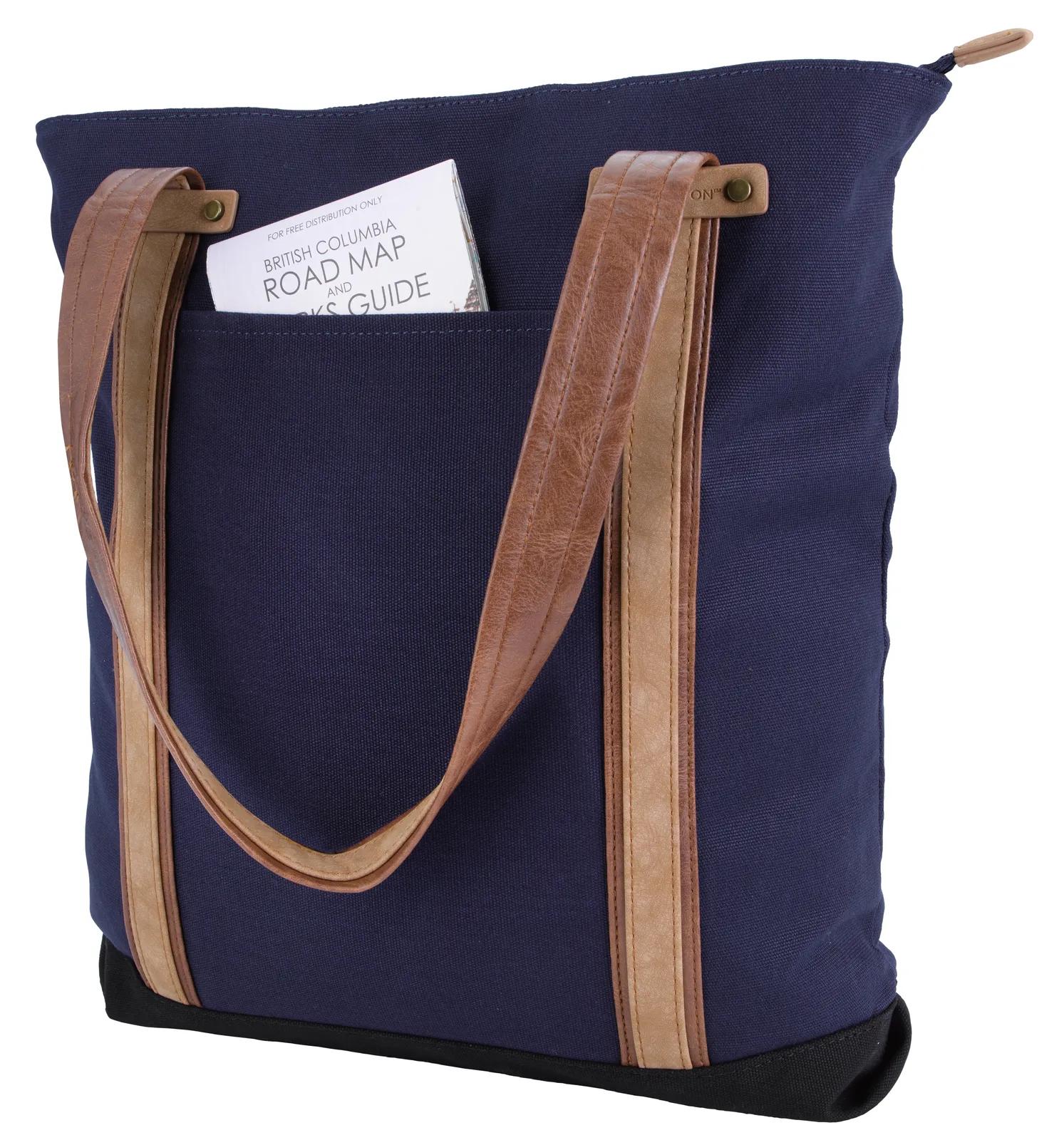 Cotton Canvas Tote PU Suede Handles 16 oz - 15.5 x 12.625 in - product view 28