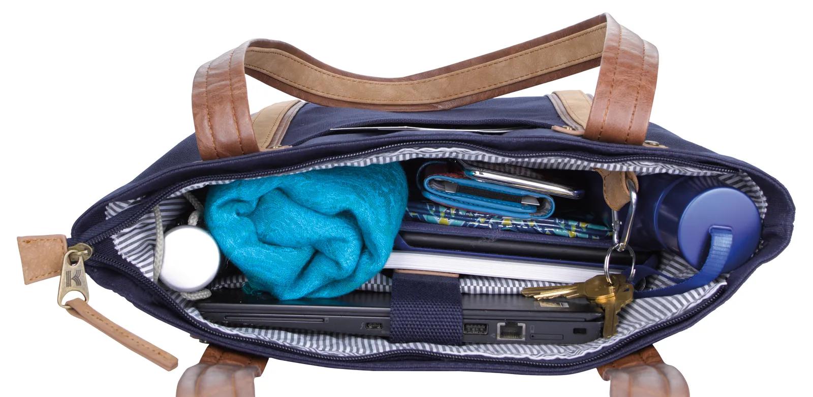 Cotton Canvas Tote PU Suede Handles 16 oz - 15.5 x 12.625 in - product view 29