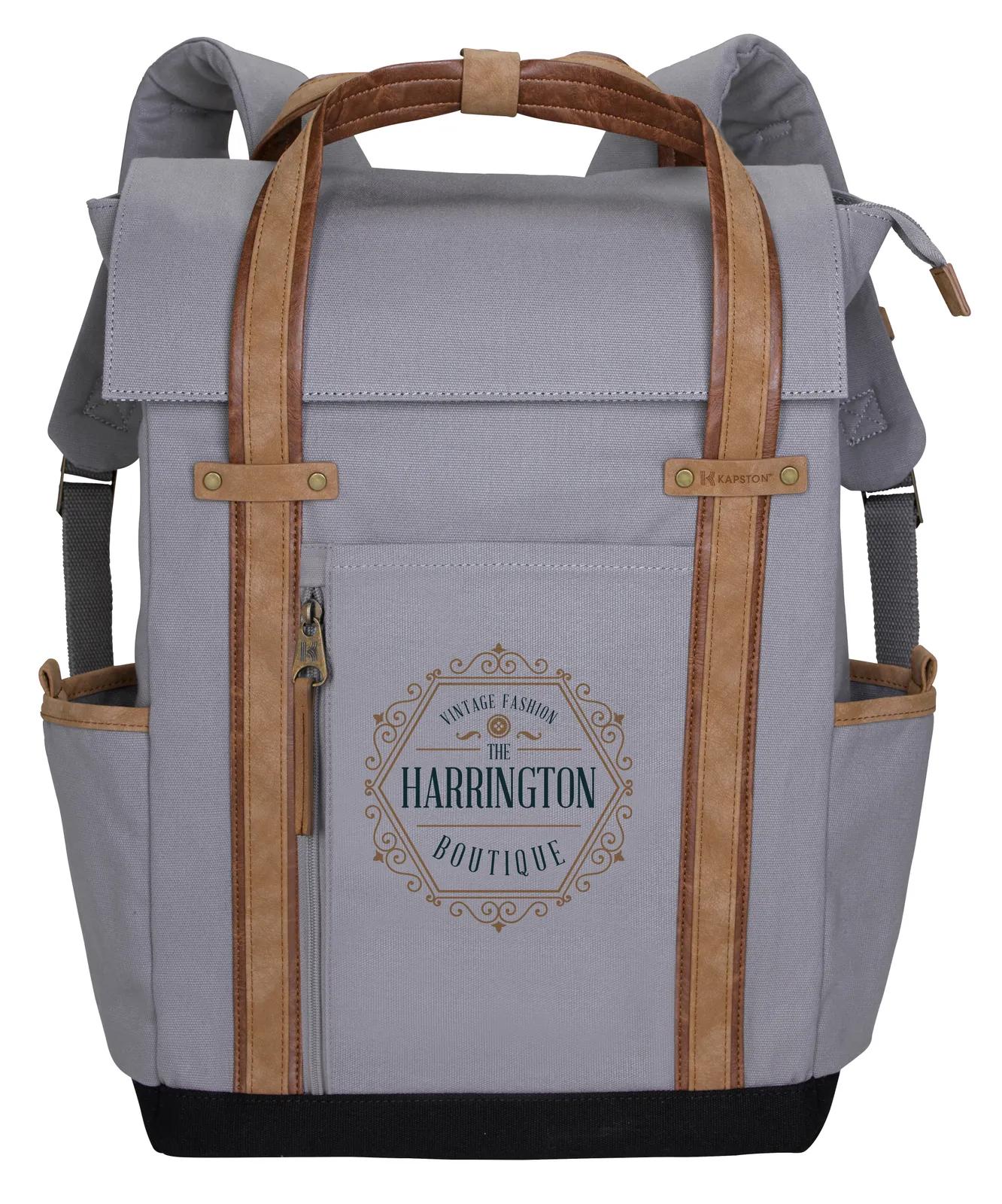 Cotton Canvas Backpack Padded Laptop 16 oz - 16.5 x 12 in - product view 2