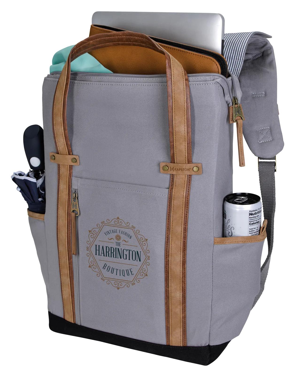 Cotton Canvas Backpack Padded Laptop 16 oz - 16.5 x 12 in - product view 3
