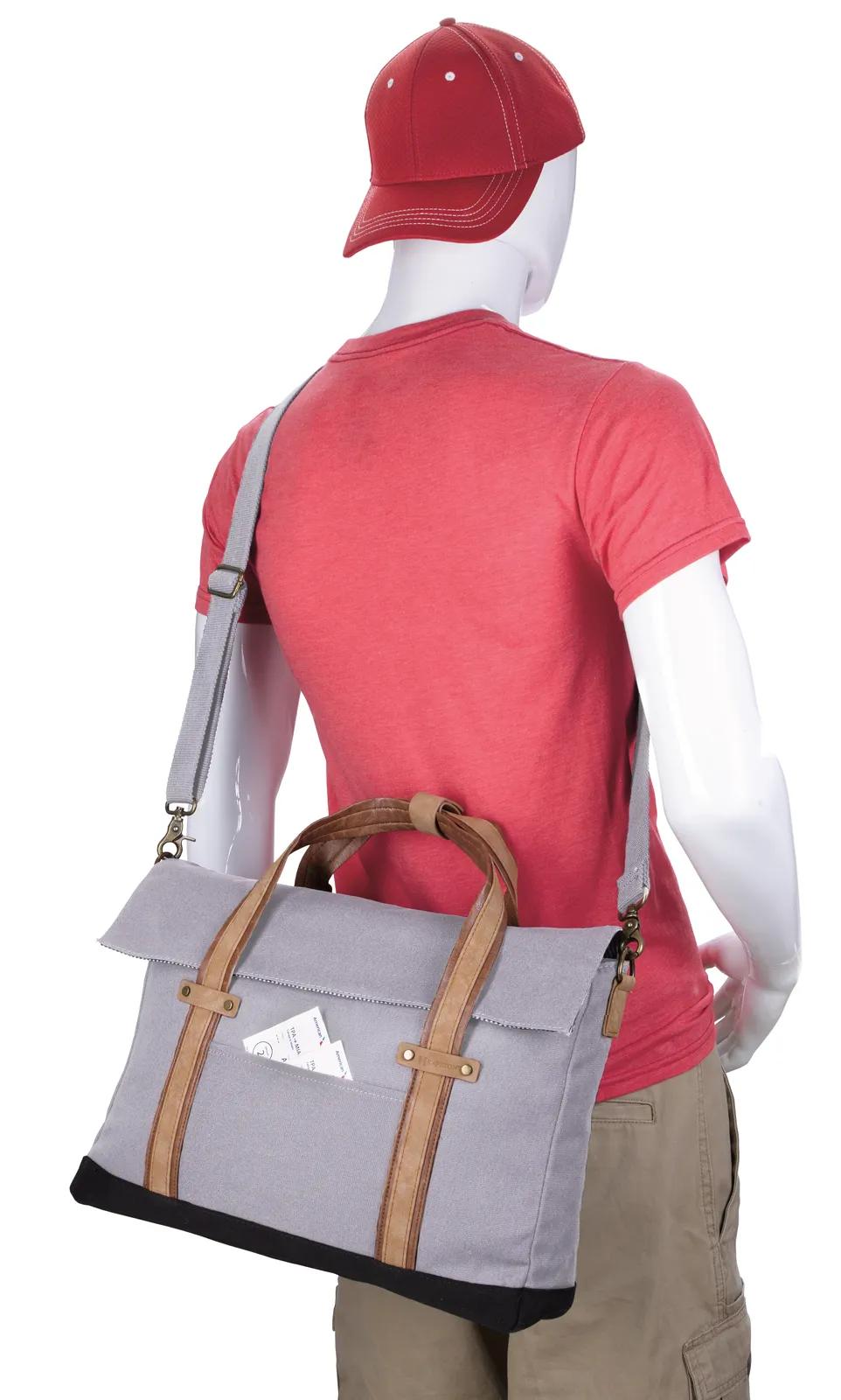 Cotton Canvas Messenger Padded Laptop 16 oz - 15.875 x 11.25 in - product view 24