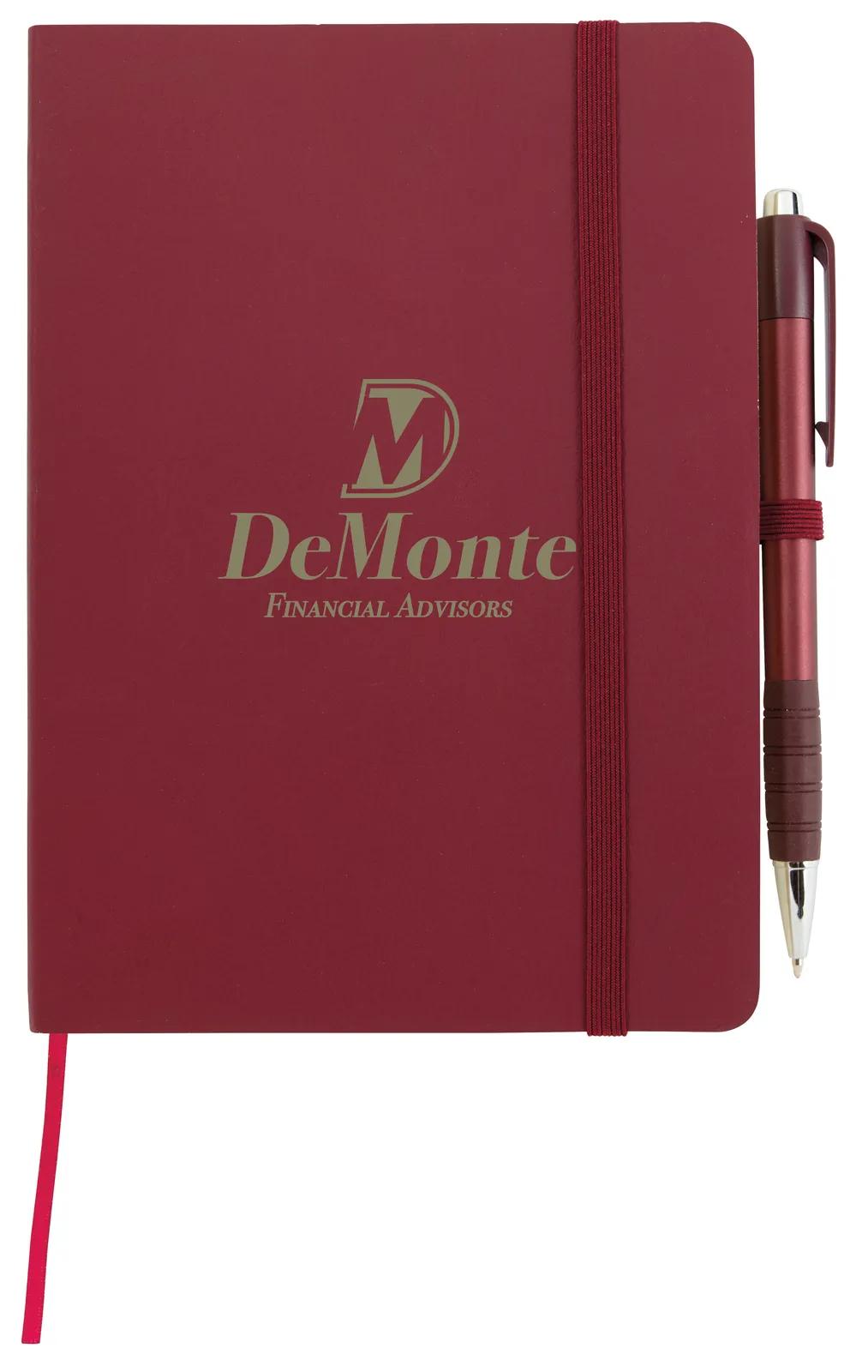 Leatherette Journal with Metallic Pen Elastic Band - 7 x 5 in - product view 4