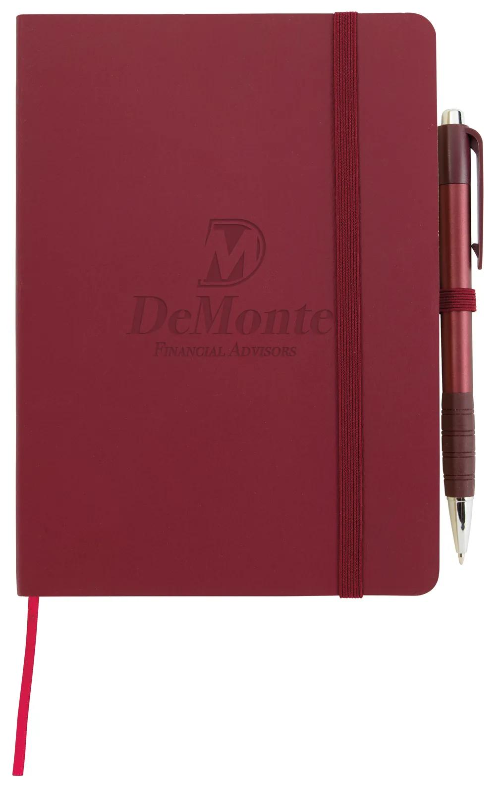 Leatherette Journal with Metallic Pen Elastic Band - 7 x 5 in - product view 5