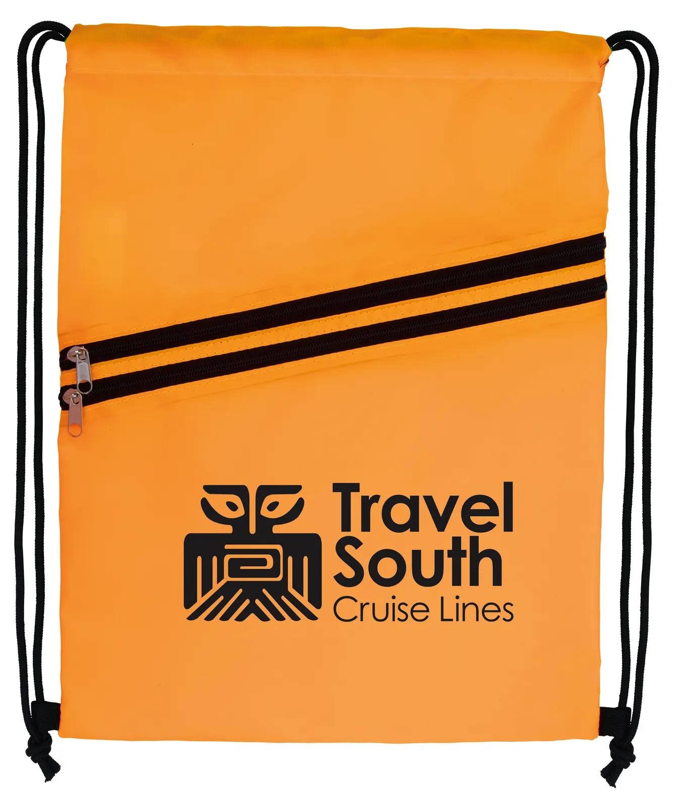 Neon Drawstring Backpack Multi-Zippered Pockets - 17.1 x 12.6 in - product view 5