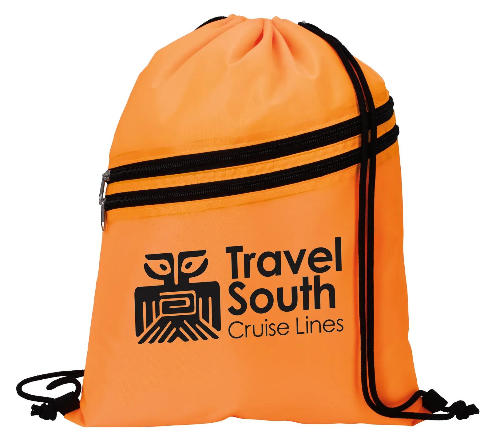 Neon Drawstring Backpack Multi-Zippered Pockets - 17.1 x 12.6 in - product view 6