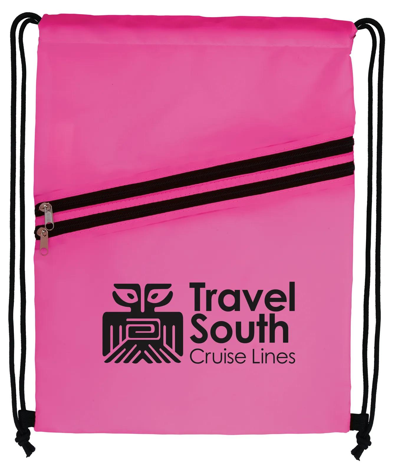 Neon Drawstring Backpack Multi-Zippered Pockets - 17.1 x 12.6 in - product view 7