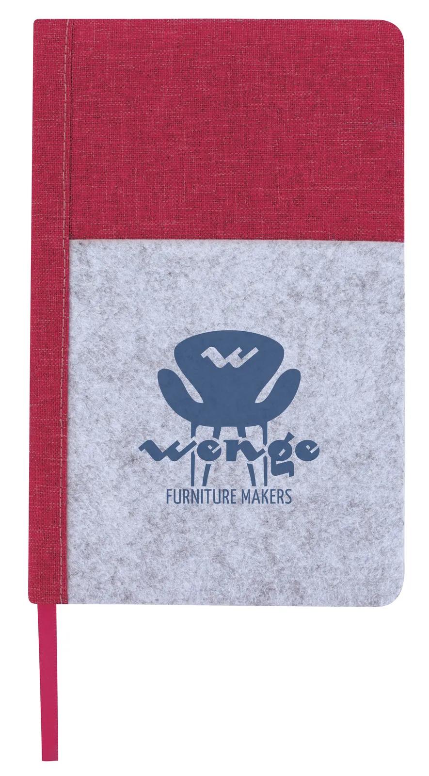 Pocket Journal Polyester Cover Felt Pocket - 8.25 x 5.25 in - product view 4