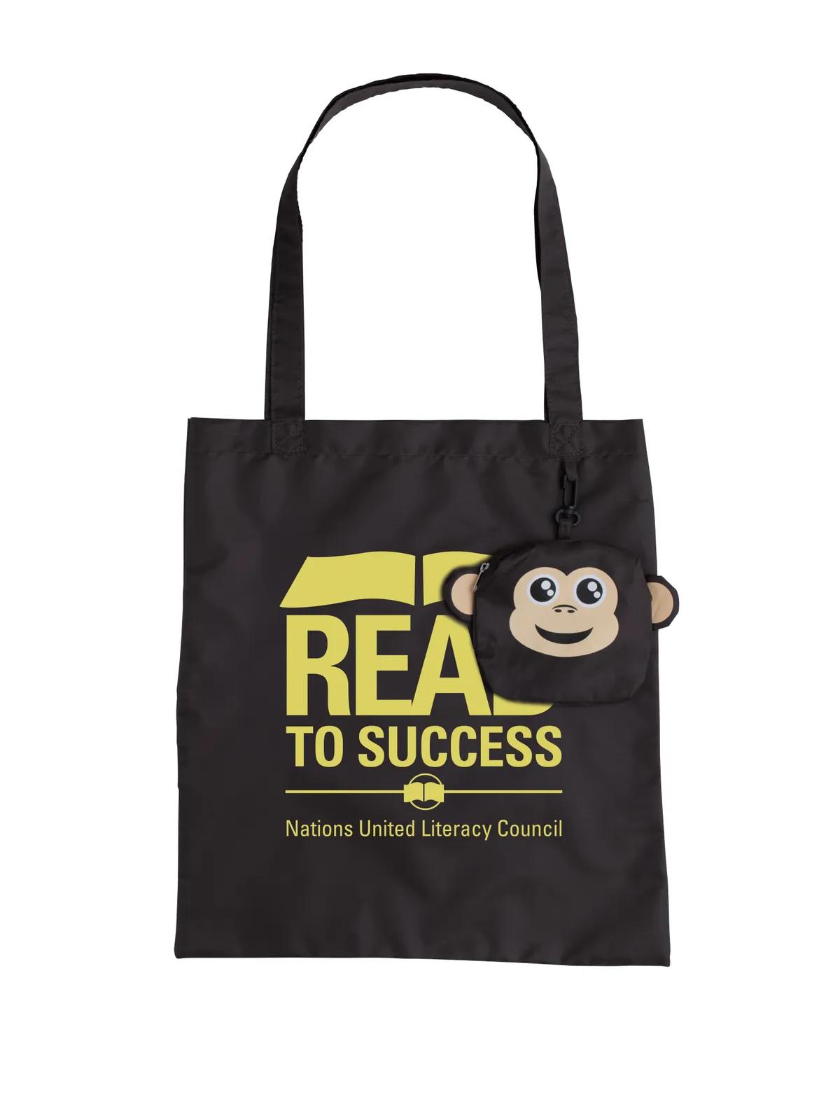 Foldable Tote Animal Print Detachable Pouch - 15 x 14 in - product view 15