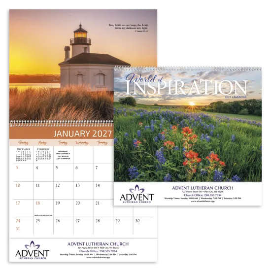 World Inspiration Wall Calendar Bible Verses - 18.5 x 11 in