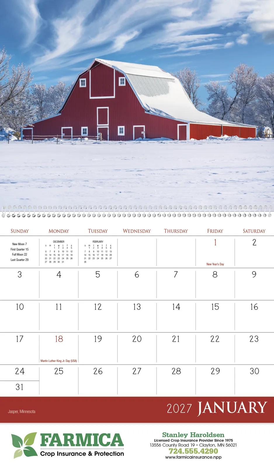 Barns Wall Calendar Historic Photography FSC - 18.5 x 11 in - product view 17