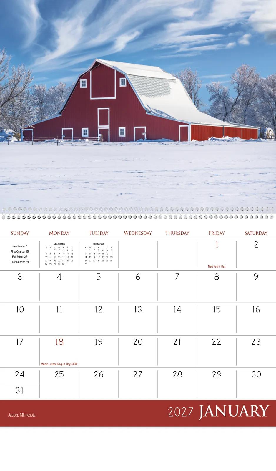 Barns Wall Calendar Historic Photography FSC - 18.5 x 11 in - product view 18
