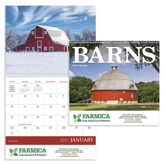 Barns Wall Calendar Historic Photography FSC - 18.5 x 11 in