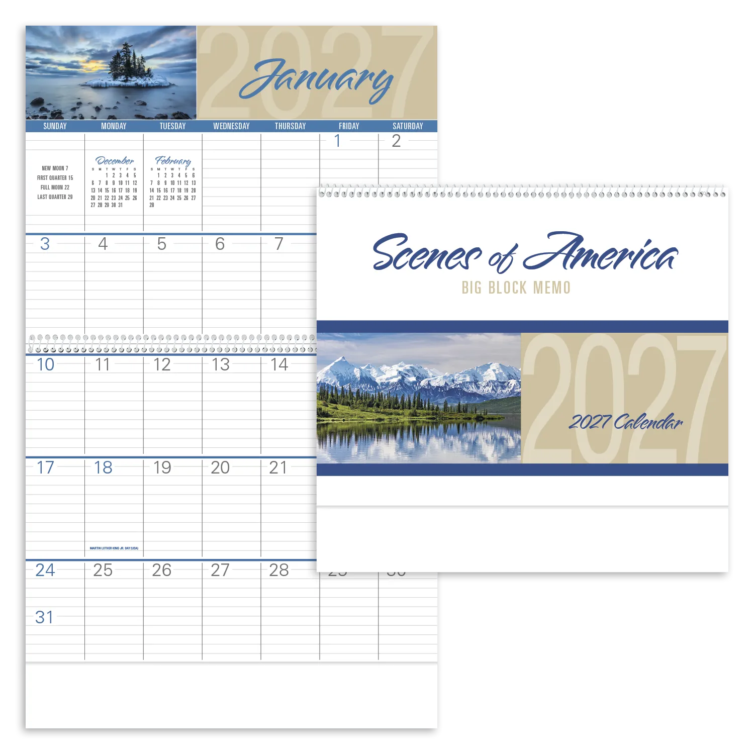 Scenes America Big Block Memo Calendar - 18.5 x 11 in - product view 32