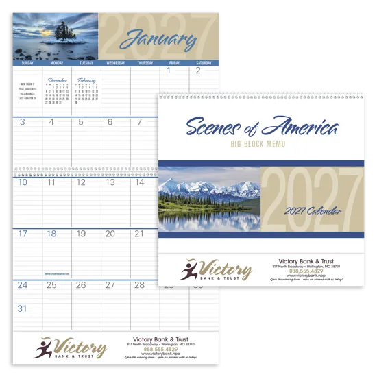 Scenes America Big Block Memo Calendar - 18.5 x 11 in