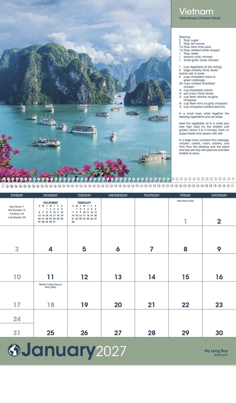 World Scenes Recipe Calendar Travel Photos - 18.5 x 11 in - product view 18