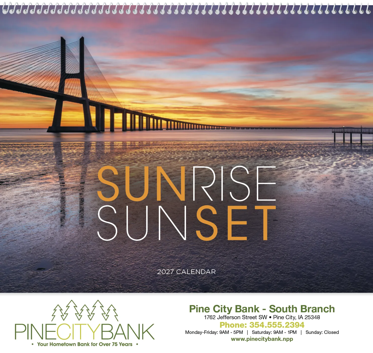 Sunrise Sunset Wall Calendar Colorful FSC - 18.5 x 11 in - product view 15