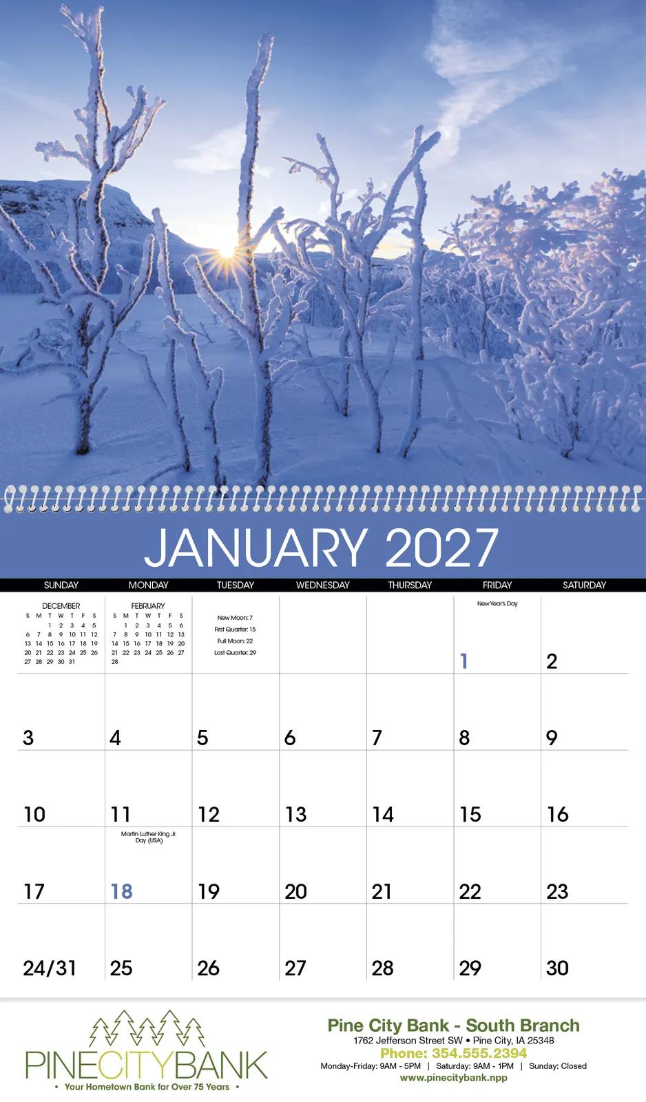 Sunrise Sunset Wall Calendar Colorful FSC - 18.5 x 11 in - product view 16