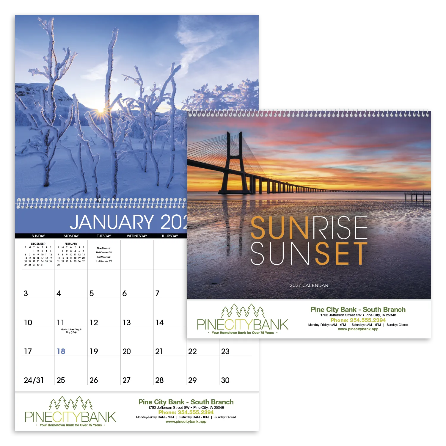 Sunrise Sunset Wall Calendar Colorful FSC - 18.5 x 11 in - product view 29