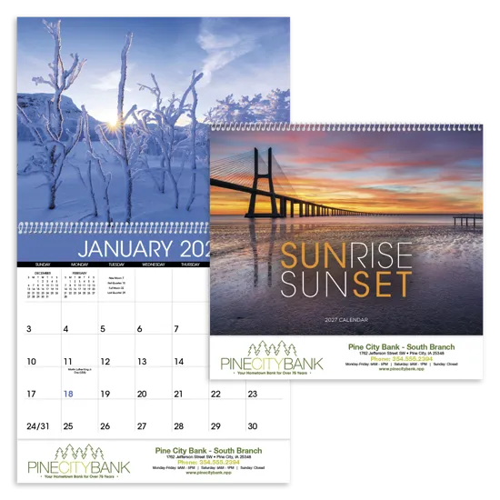 Sunrise Sunset Wall Calendar Colorful FSC - 18.5 x 11 in