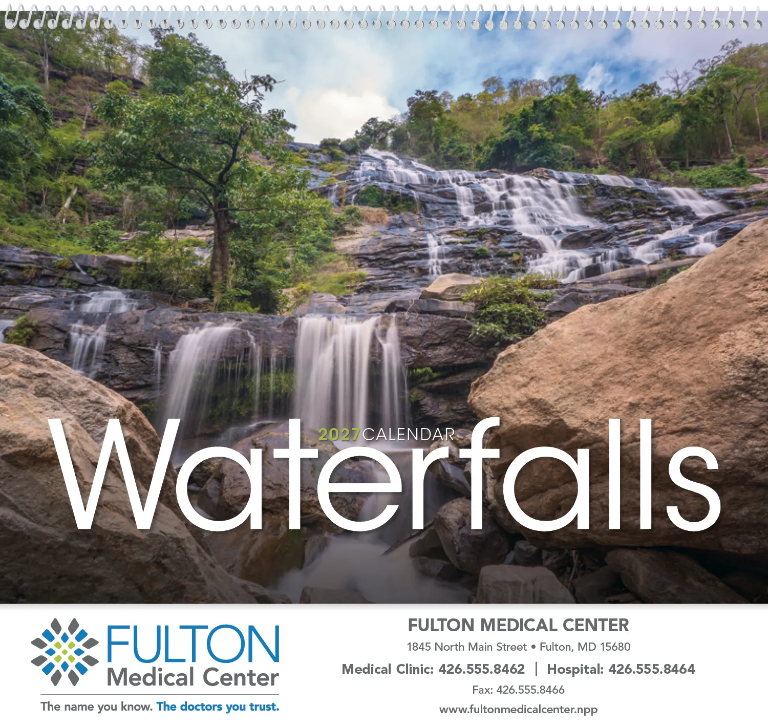Waterfalls Wall Calendar Scenic Photography - 18.5 x 11 in - product view 15