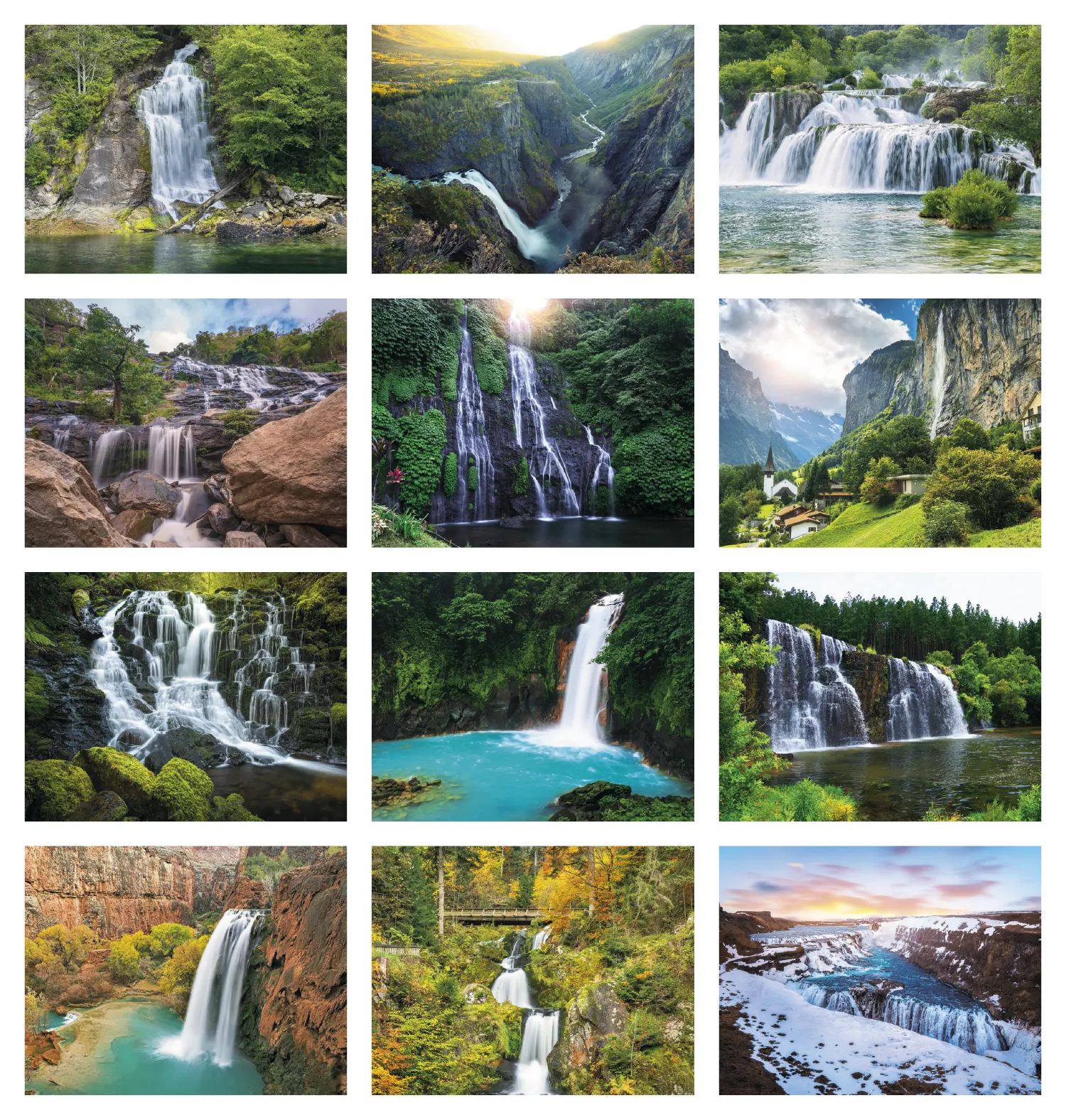 Waterfalls Wall Calendar Scenic Photography - 18.5 x 11 in - product view 30