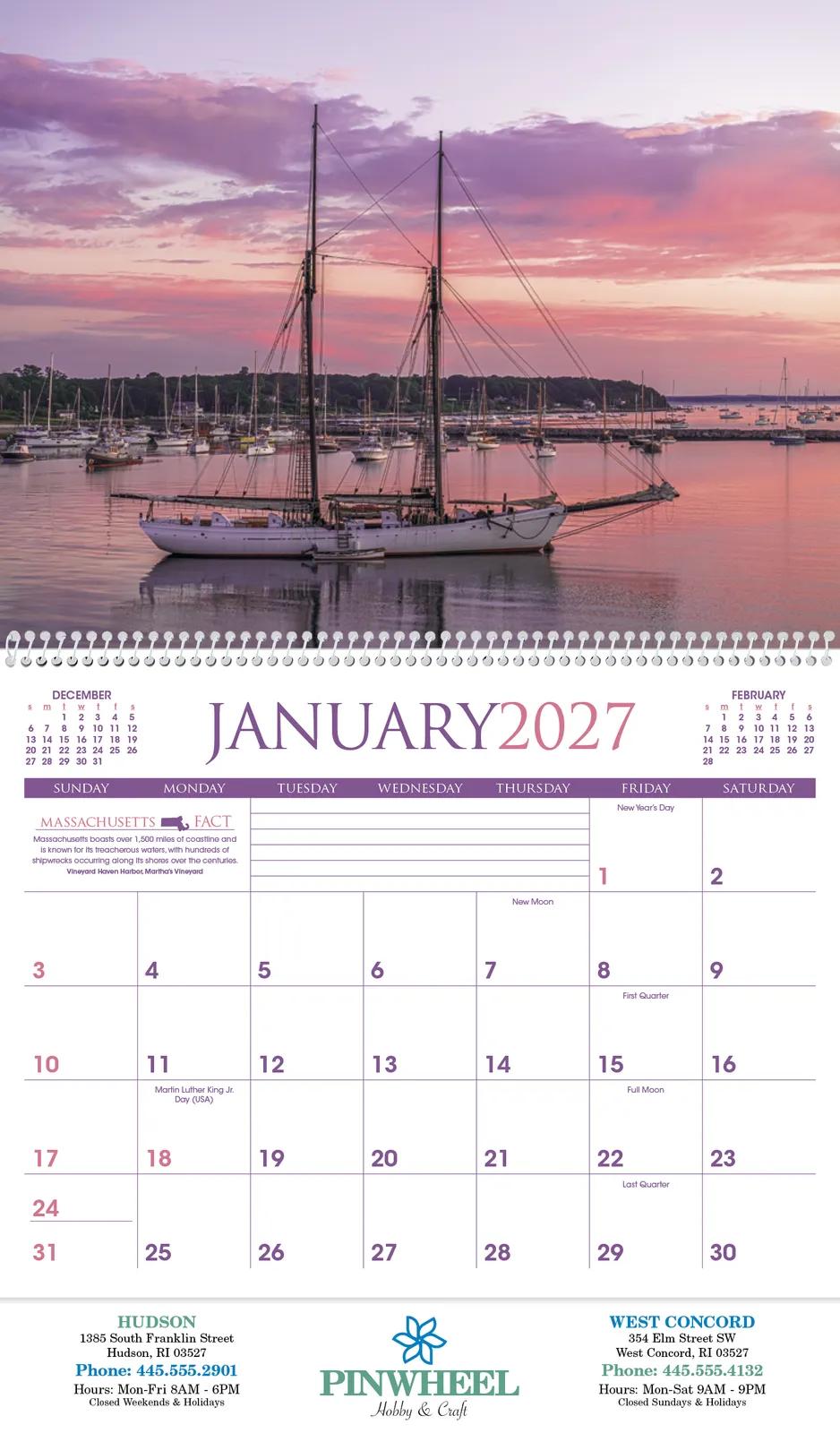 New England Wall Calendar Regional Photography - 18.5 x 11 in - product view 16