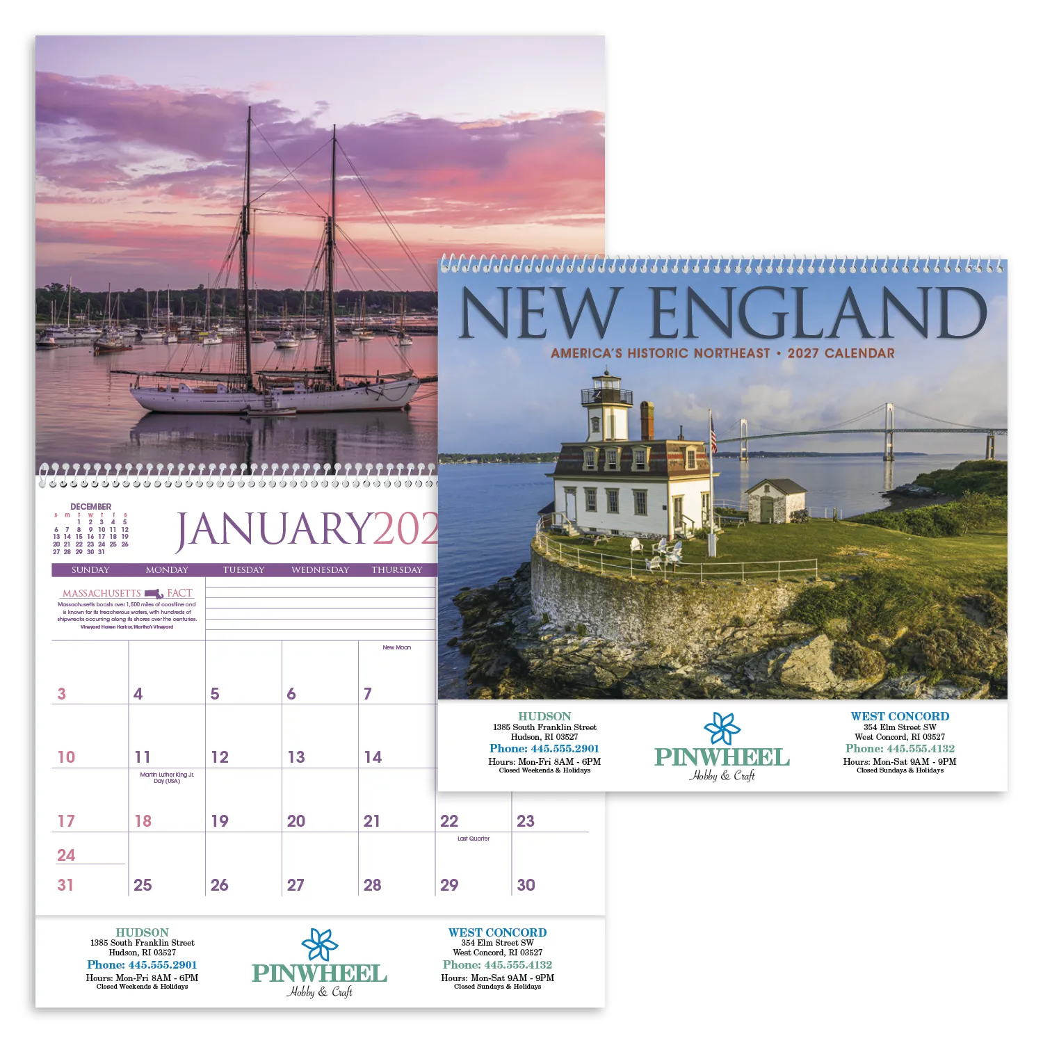 New England Wall Calendar Regional Photography - 18.5 x 11 in - product view 29