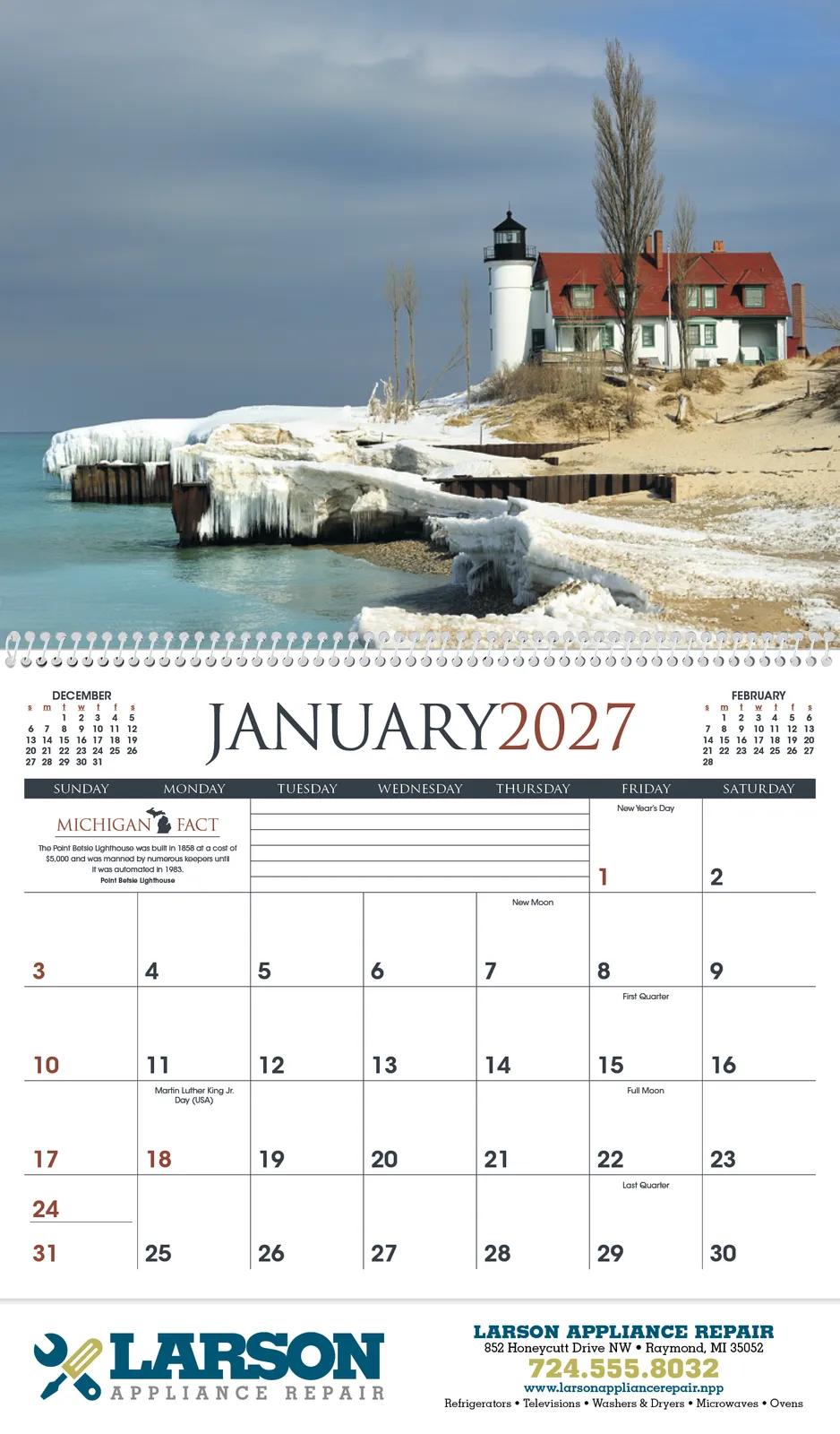 Michigan Wall Calendar Regional Scenery FSC - 18.5 x 11 in - product view 16