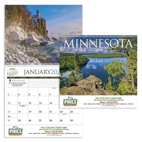 Minnesota Wall Calendar FSC Certified Gloss - 18.5 x 11 in