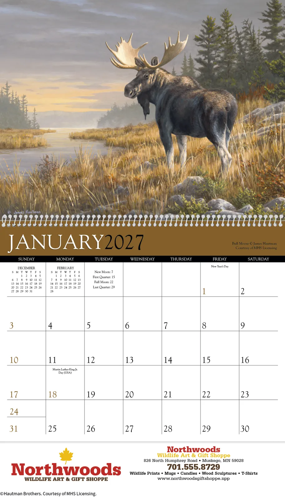 Hautman Brothers Wildlife Art Calendar Matte - 18.5 x 11 in - product view 16