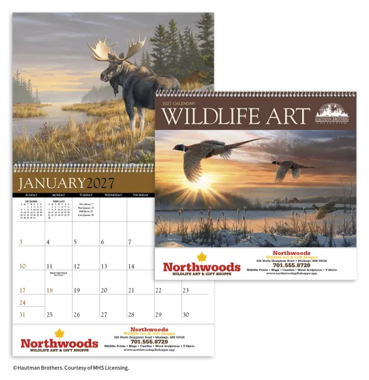 Hautman Brothers Wildlife Art Calendar Matte - 18.5 x 11 in