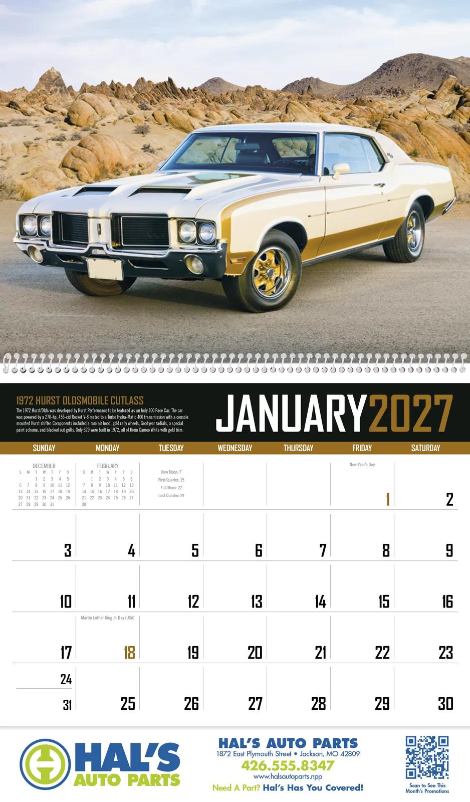 Muscle Cars Calendar Automotive Photography - 18.5 x 11 in - product view 16