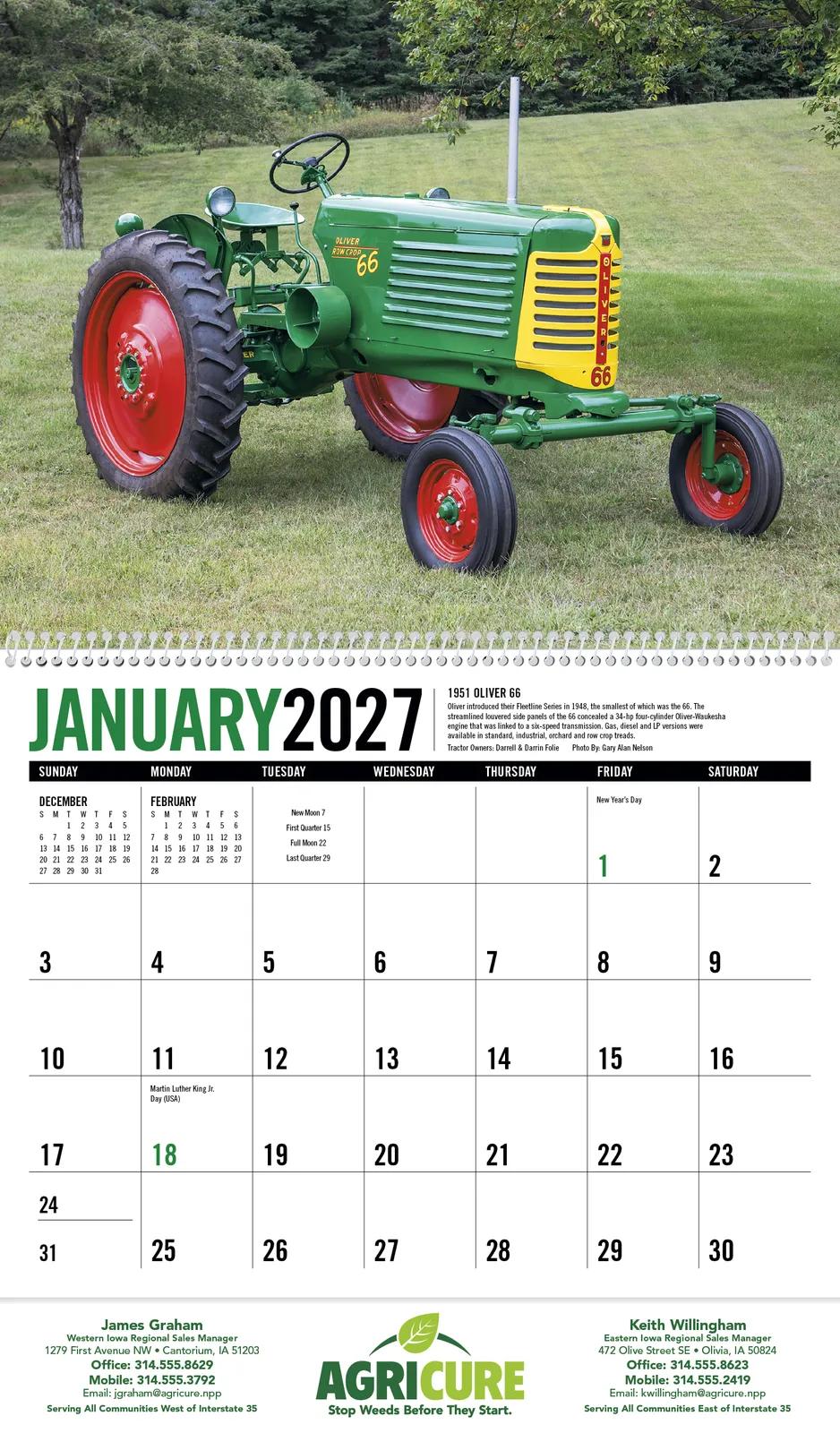 Antique Tractors Calendar Agricultural History - 18.5 x 11 in - product view 17