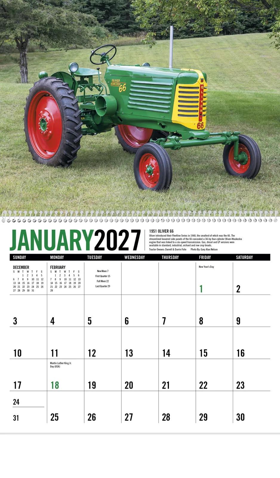 Antique Tractors Calendar Agricultural History - 18.5 x 11 in - product view 18