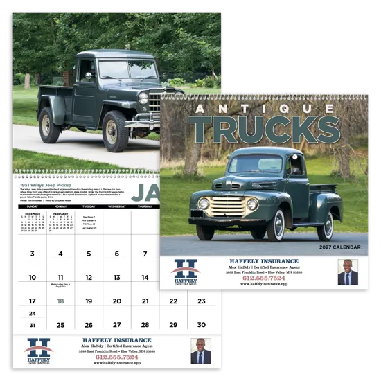 Antique Trucks Calendar Vintage Photography - 18.5 x 11 in