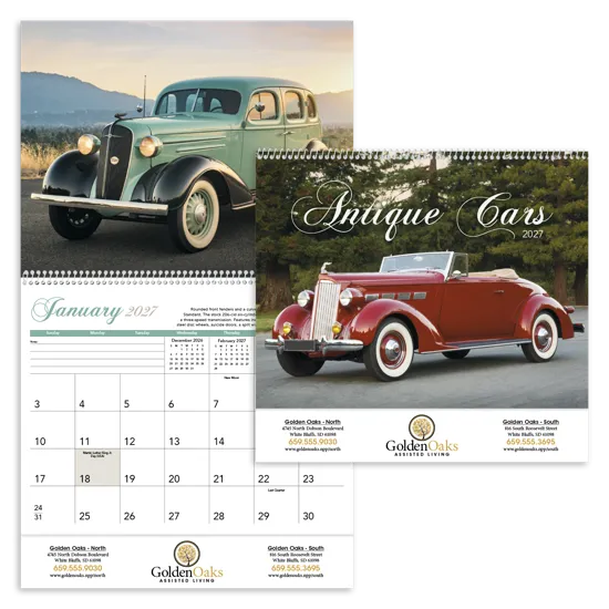 Antique Cars Calendar Classic Automotive - 18.5 x 11 in