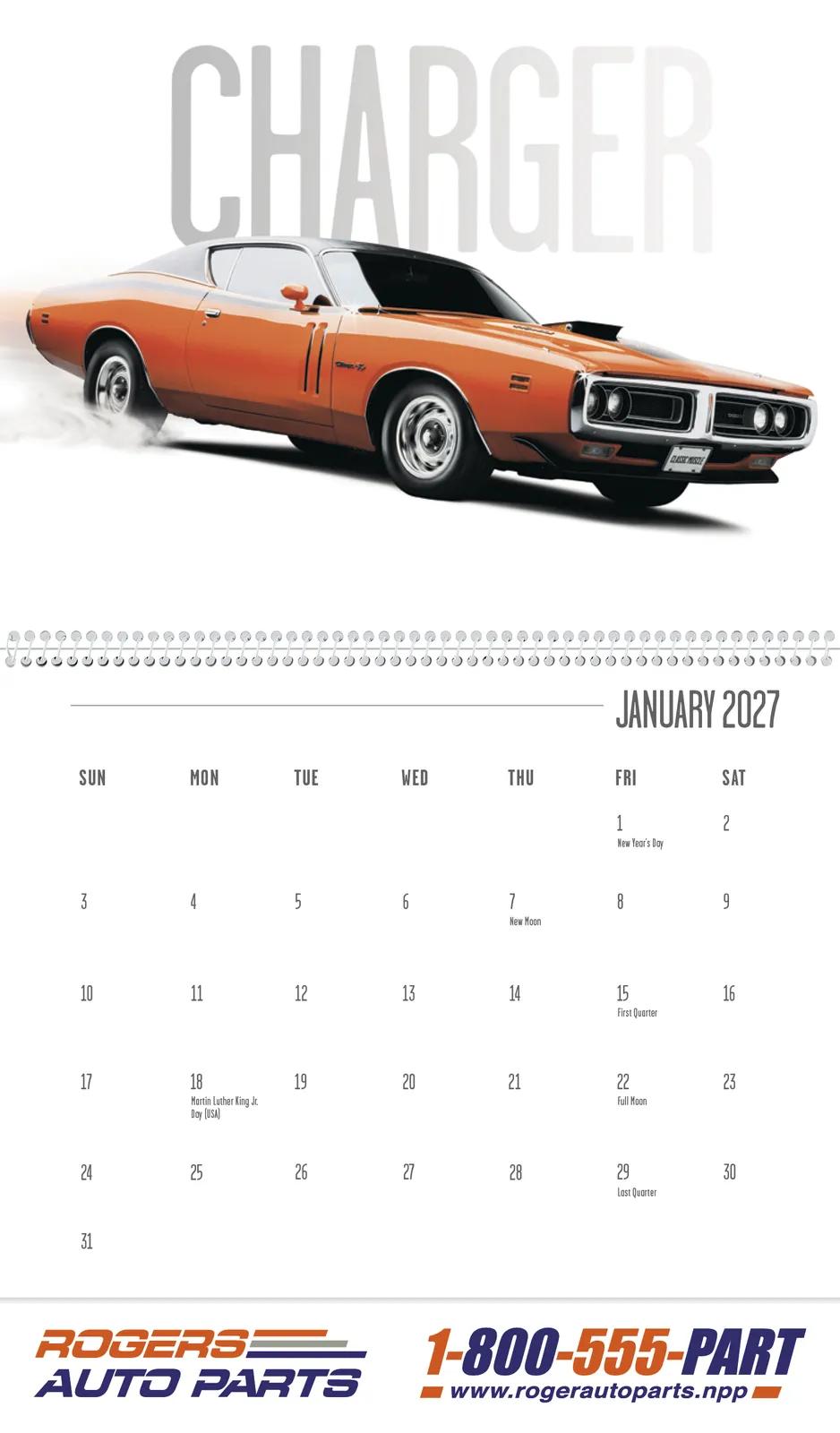 Muscle Cars Wall Calendar FSC Paper - 18.5 x 11 in - product view 16