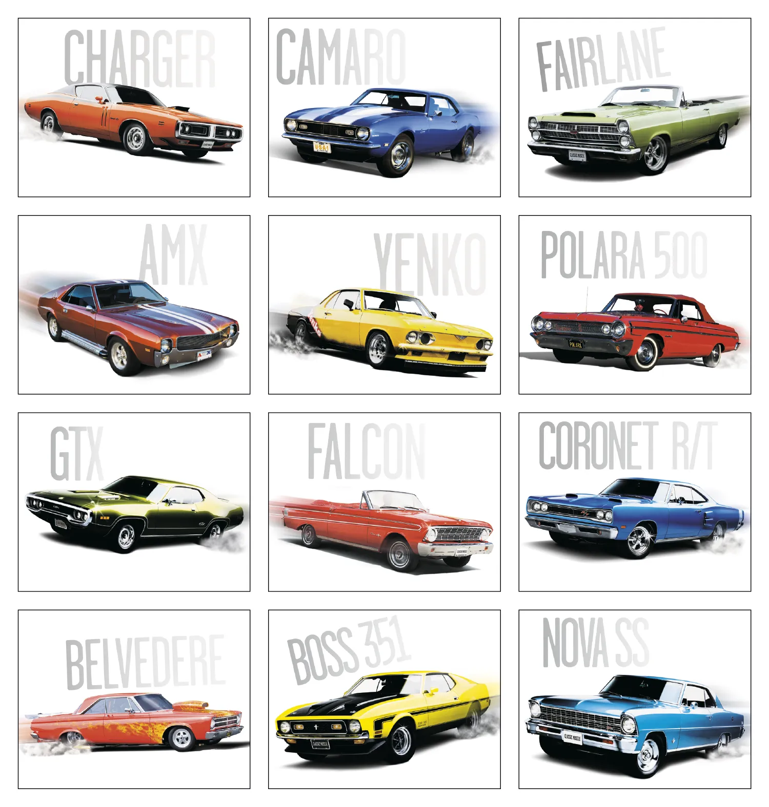 Muscle Cars Wall Calendar FSC Paper - 18.5 x 11 in - product view 30