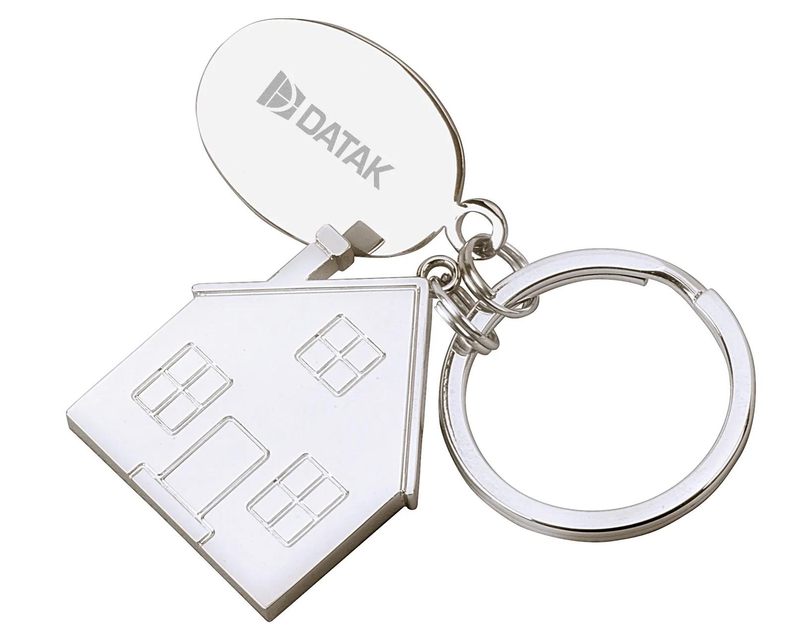 Custom Keychain House Tag Silver Zinc with Pouch - 2.75 in - product view 7