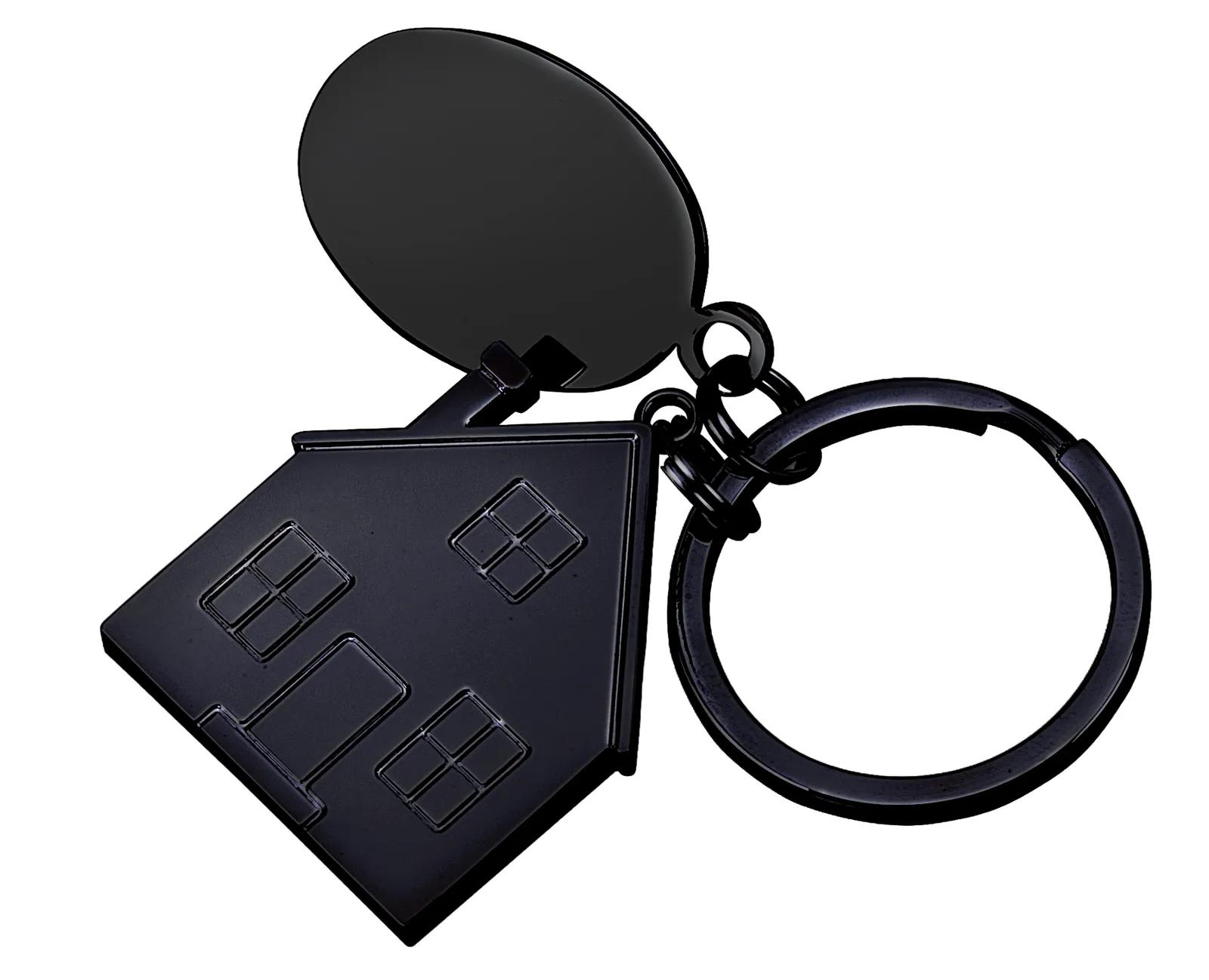 Custom Keychain House Tag Silver Zinc with Pouch - 2.75 in - product view 8