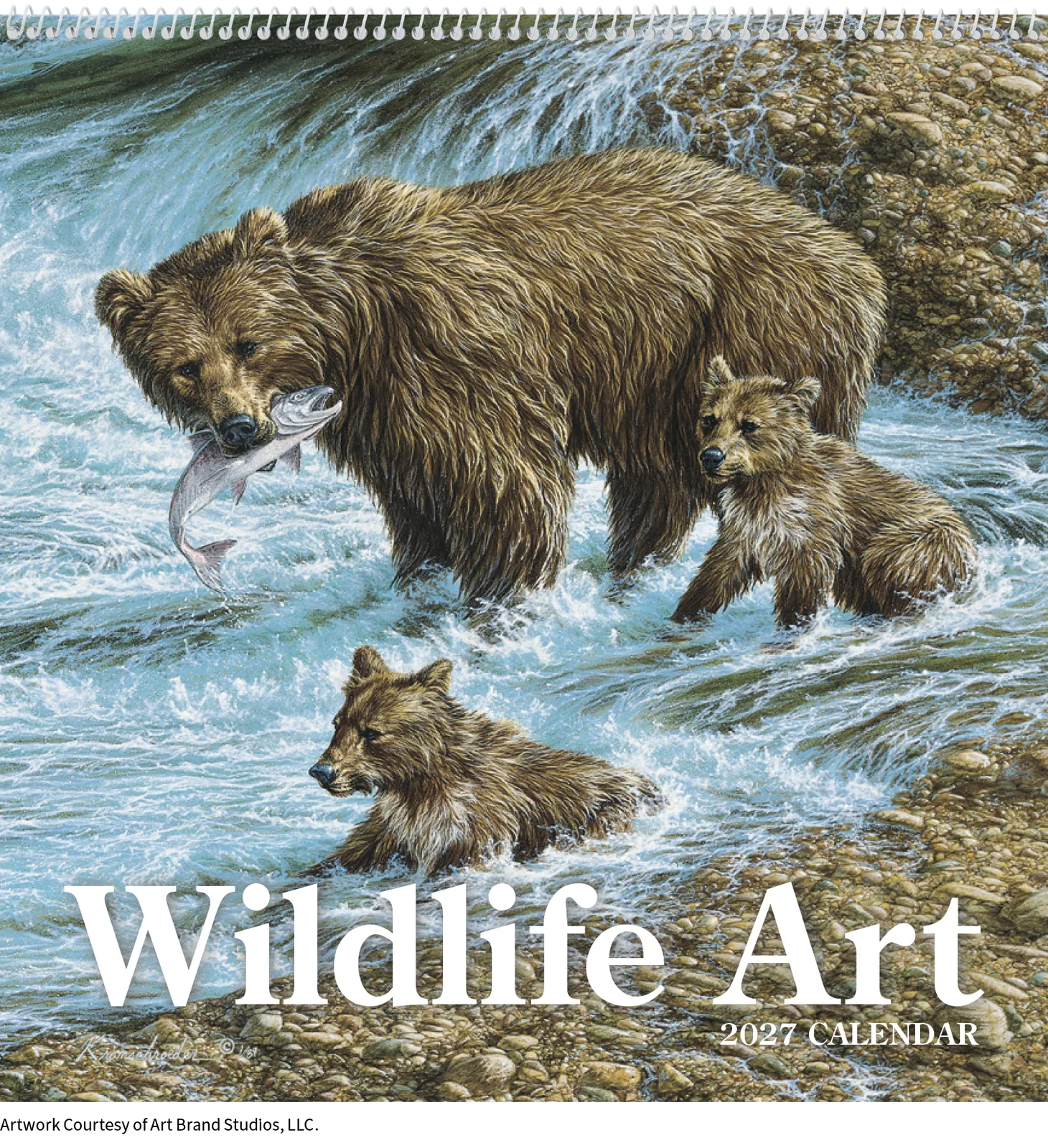 Wildlife Art Wall Calendar FSC Matte Cover - 25 x 12 in - product view 2