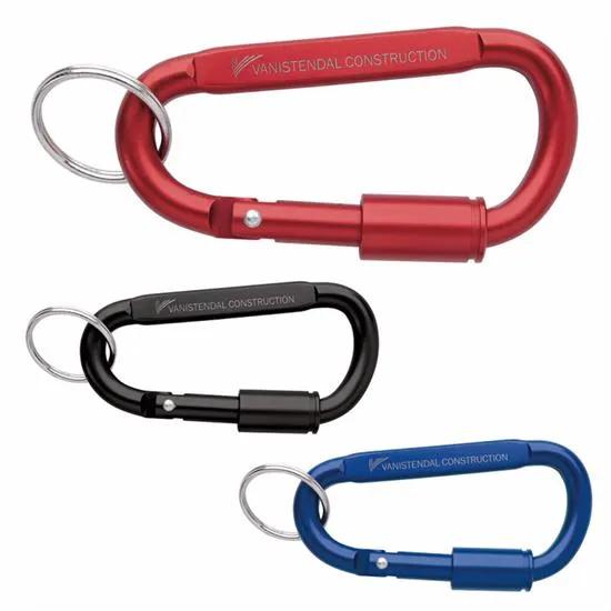 Keyring Carabiner with Lock Aluminum Split Ring - 3.25 in